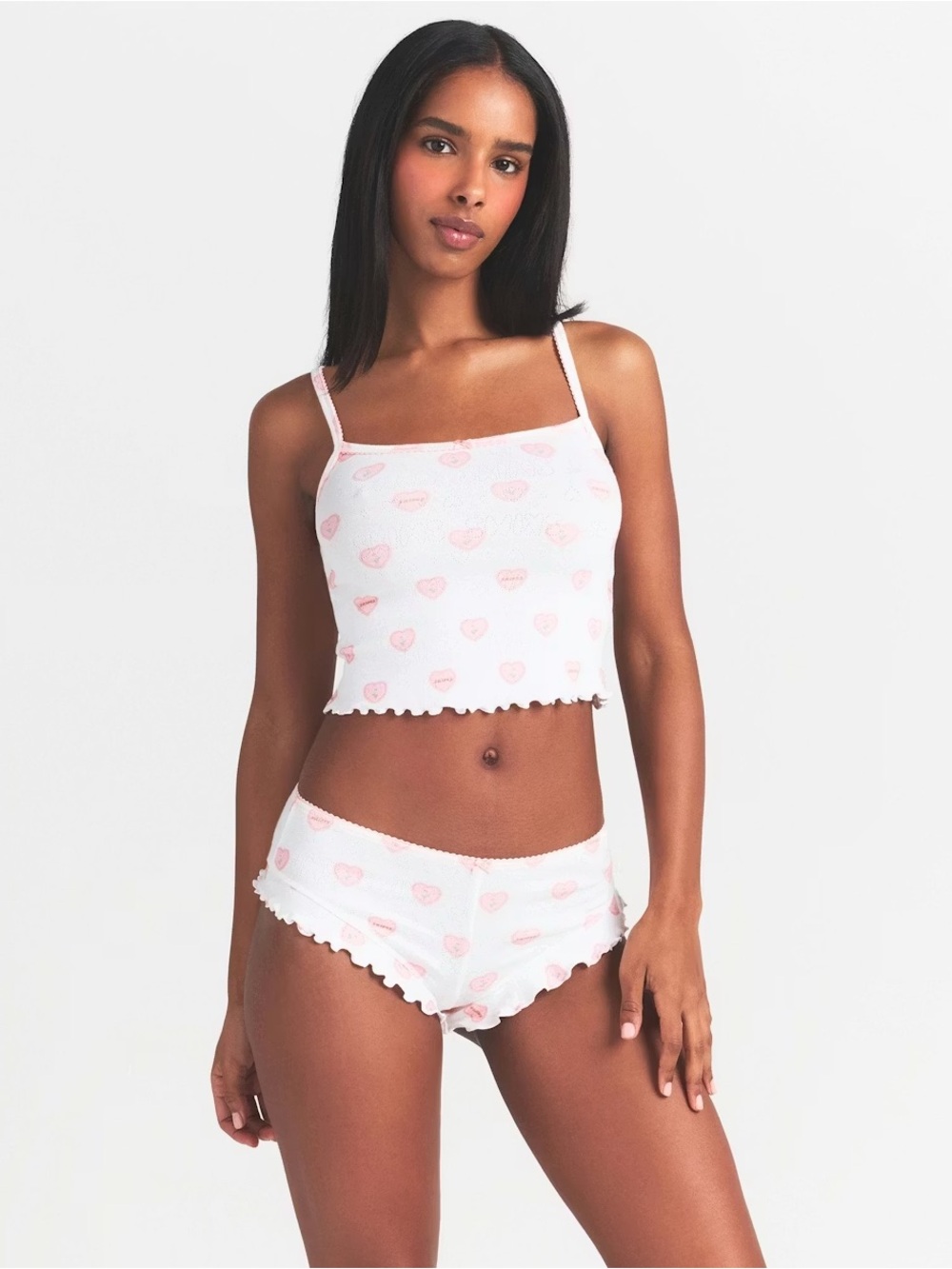 NWT SKIMS logo pointelle cami sleep set• snow place hearts •various sizes